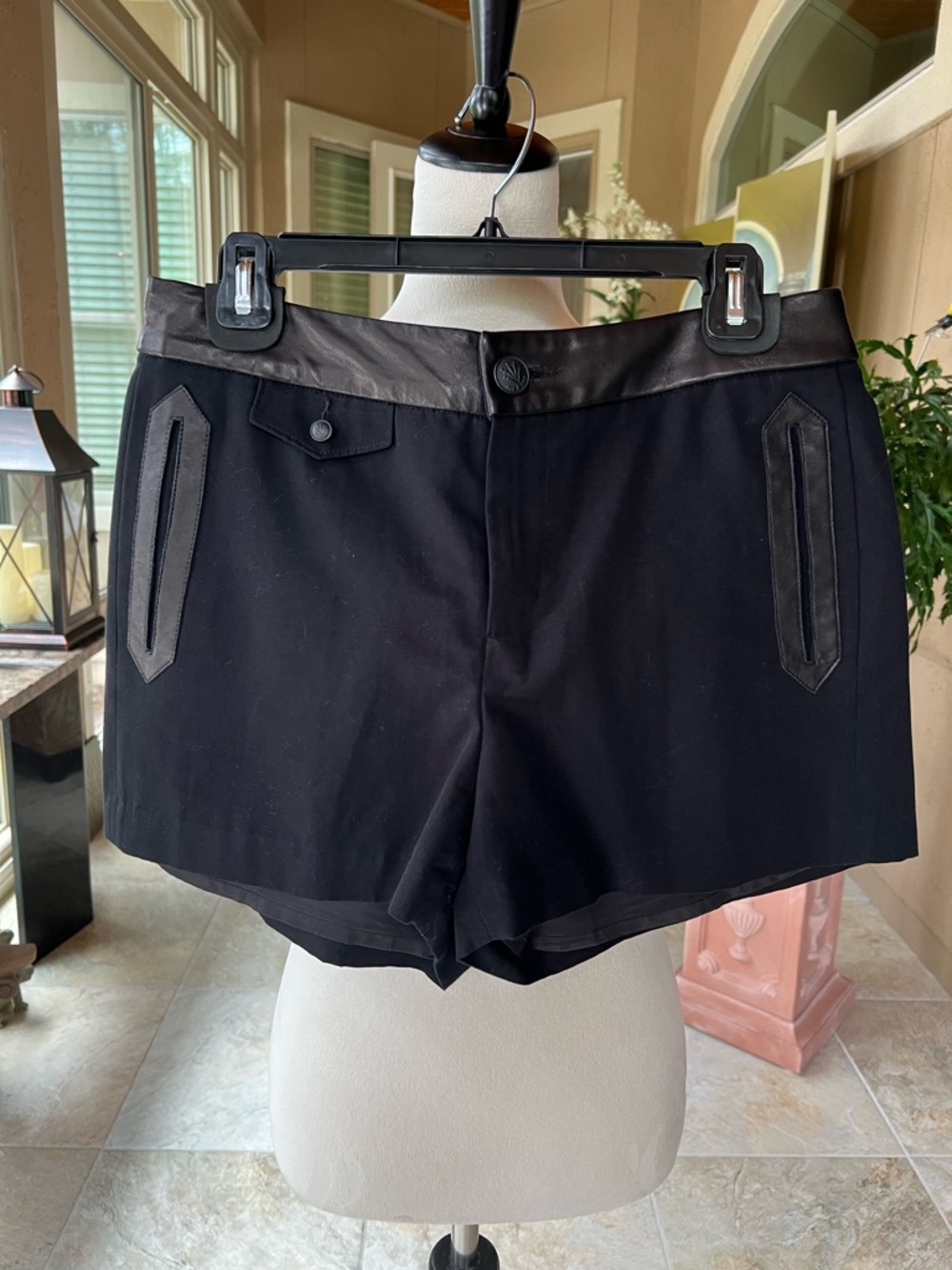 Rag & Bone Leather trim shorts, size 8.